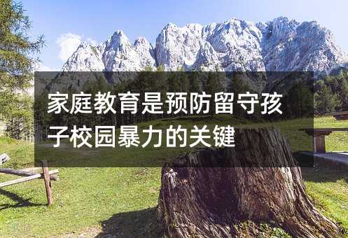 家庭教育是預防留守孩子校園暴力的關鍵
