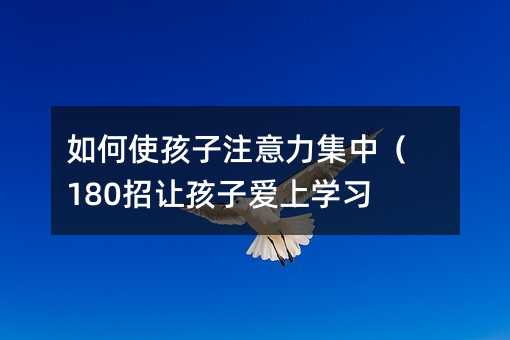 如何使孩子注意力集中(180招讓孩子愛上學習)