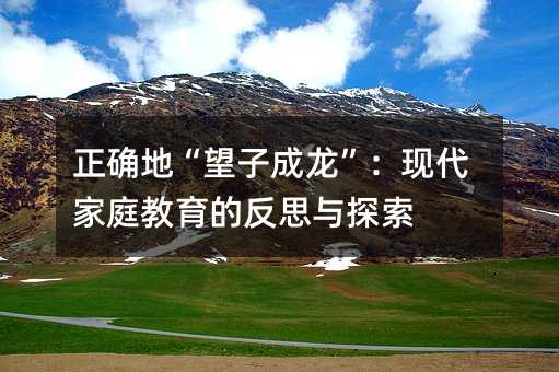 正確地“望子成龍”:現代家庭教育的反思與探索