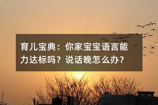 育兒寶典:你家寶寶語言能力達標嗎?說話晚怎么辦?