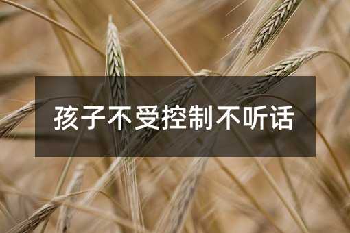 孩子不受控制不聽話