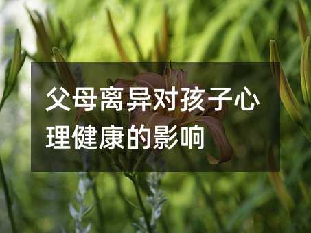 父母離異對(duì)孩子心理健康的影響