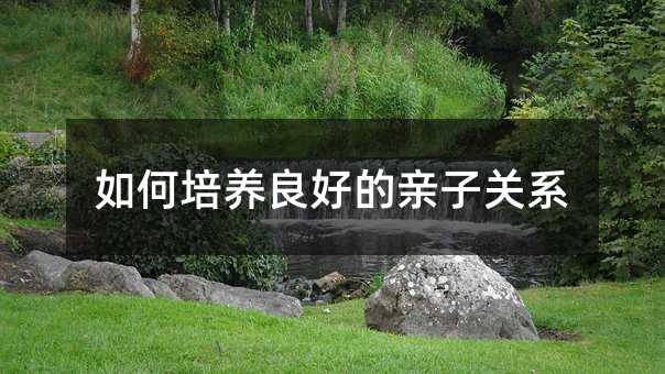 如何培養良好的親子關系