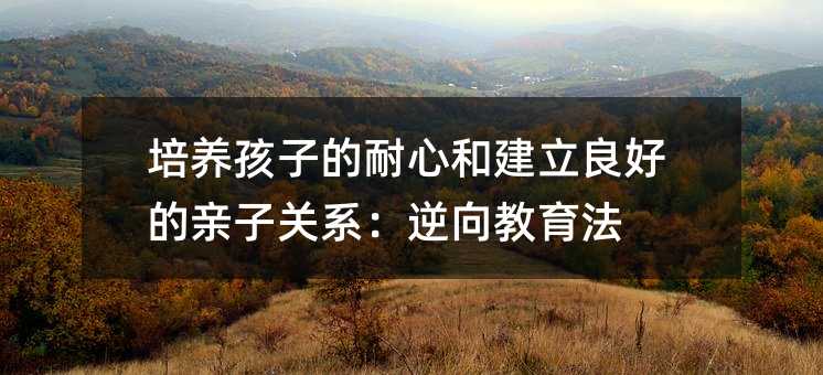 培養孩子的耐心和建立良好的親子關系:逆向教育法