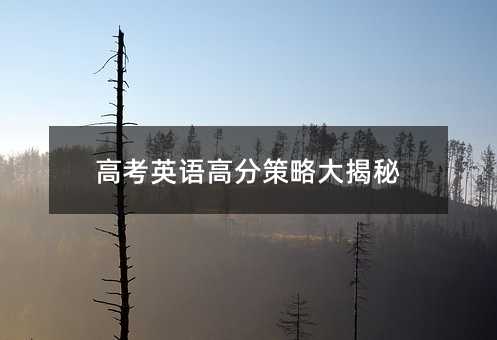高考英語高分策略大揭秘