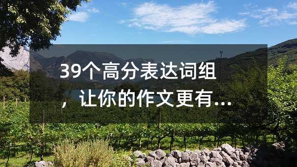 39個高分表達詞組,讓你的作文更有逼格!