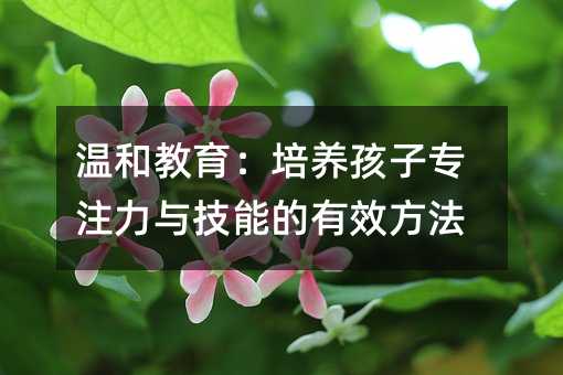 溫和教育:培養(yǎng)孩子專注力與技能的有效方法