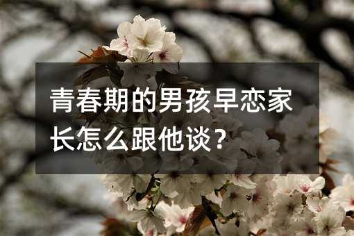 青春期的男孩早戀家長怎么跟他談？