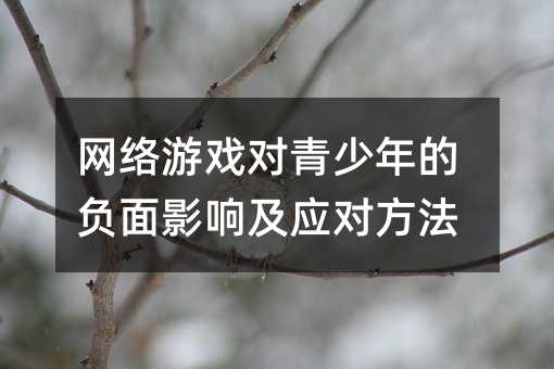 網絡游戲對青少年的負面影響及應對方法