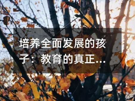 培養(yǎng)全面發(fā)展的孩子:教育的真正目標