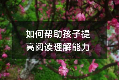 如何幫助孩子提高閱讀理解能力