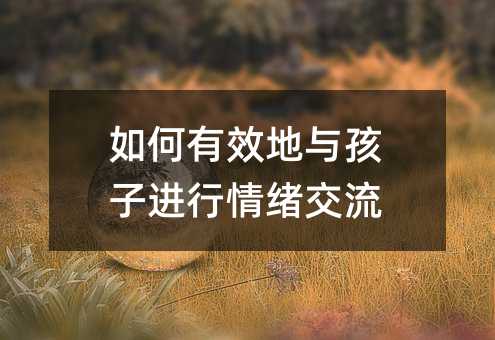 如何有效地與孩子進行情緒交流