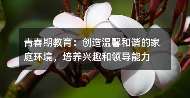 青春期教育:創(chuàng)造溫馨和諧的家庭環(huán)境,培養(yǎng)興趣和領(lǐng)導能力
