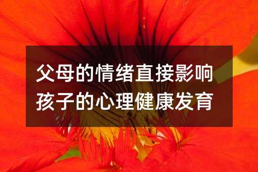 父母的情緒直接影響孩子的心理健康發育