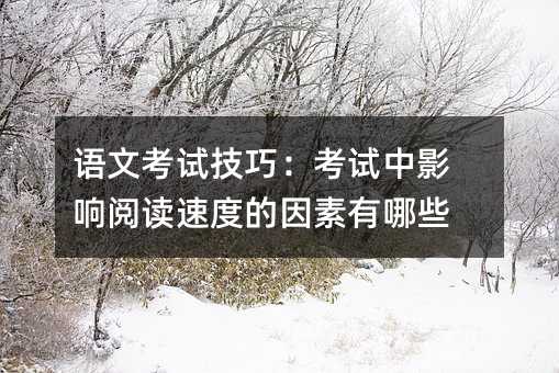 語文考試技巧:考試中影響閱讀速度的因素有哪些