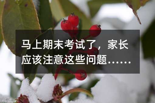 馬上期末考試了,家長應該注意這些問題……