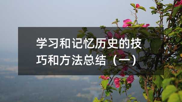 學習和記憶歷史的技巧和方法總結(一)