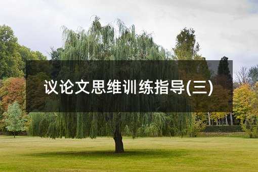 議論文思維訓練指導(三)