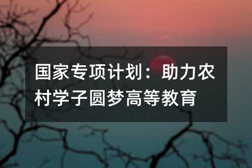 國家專項計劃:助力農村學子圓夢高等教育