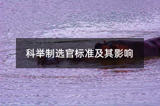 科舉制選官標準及其影響