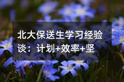 北大保送生學習經驗談:計劃+效率+堅持