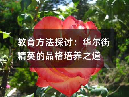 教育方法探討:華爾街精英的品格培養之道