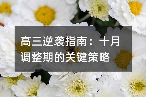 高三逆襲指南:十月調整期的關鍵策略