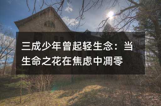 三成少年曾起輕生念:當生命之花在焦慮中凋零