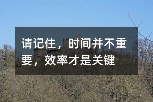 請記住,時間并不重要,效率才是關(guān)鍵