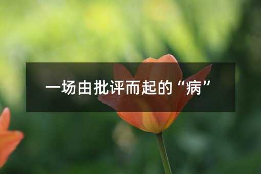 一場由批評而起的“病”