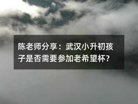 陳老師分享:武漢小升初孩子是否需要參加老希望杯?