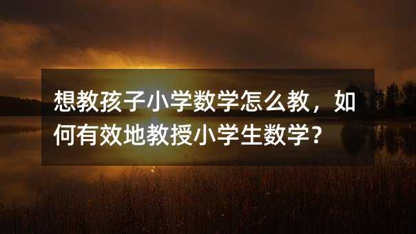 想教孩子小學數學怎么教,如何有效地教授小學生數學?