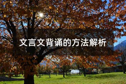 文言文背誦的方法解析