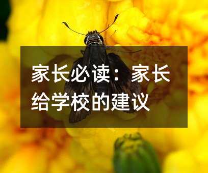 家長必讀:家長給學校的建議