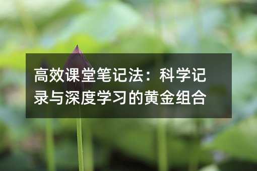 高效課堂筆記法:科學(xué)記錄與深度學(xué)習(xí)的黃金組合