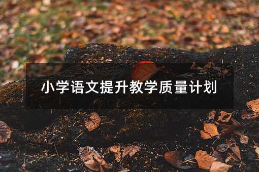 小學語文提升教學質量計劃