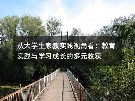 從大學生家教實踐視角看:教育實踐與學習成長的多元收獲