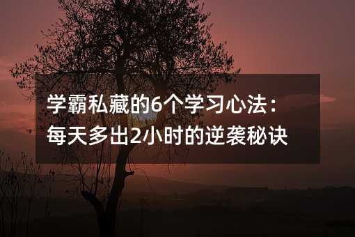 學(xué)霸私藏的6個(gè)學(xué)習(xí)心法:每天多出2小時(shí)的逆襲秘訣