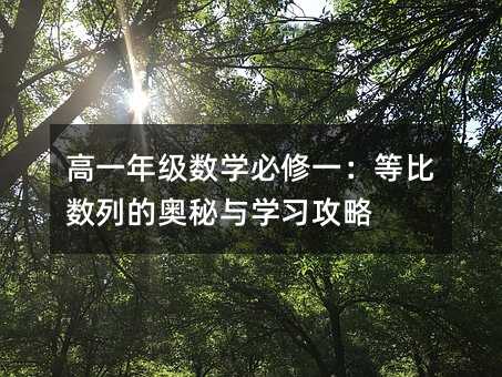 高一年級數學必修一:等比數列的奧秘與學習攻略