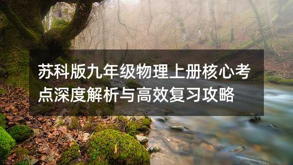 蘇科版九年級物理上冊核心考點深度解析與高效復習攻略