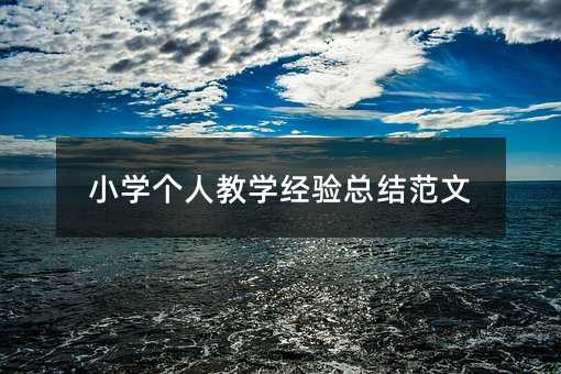 小學個人教學經驗總結范文