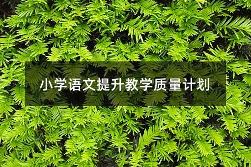 小學(xué)語文提升教學(xué)質(zhì)量計劃