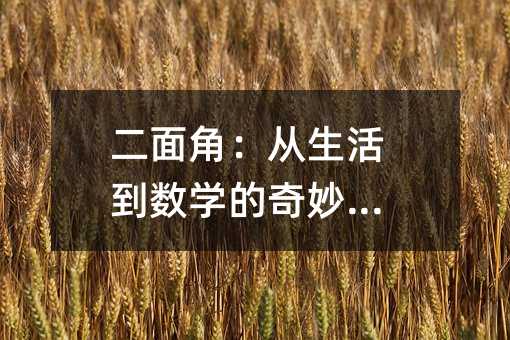 二面角:從生活到數學的奇妙視角