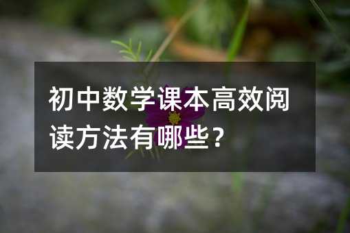 初中數學課本高效閱讀方法有哪些?
