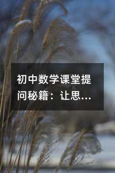 初中數學課堂提問秘籍:讓思維火花在對話中綻放