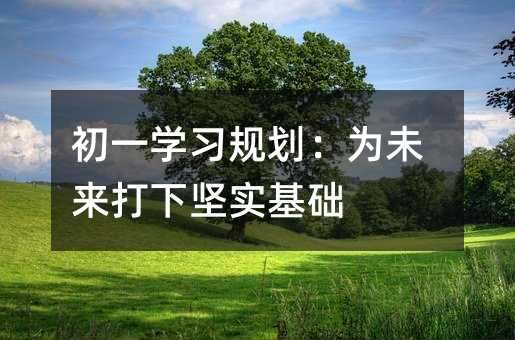 初一學習規劃:為未來打下堅實基礎