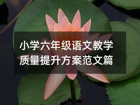 小學六年級語文教學質量提升方案范文篇