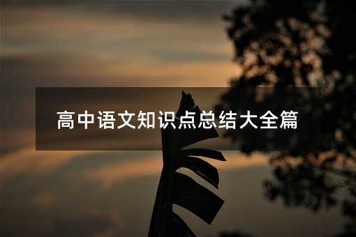 高中語(yǔ)文知識(shí)點(diǎn)總結(jié)大全篇