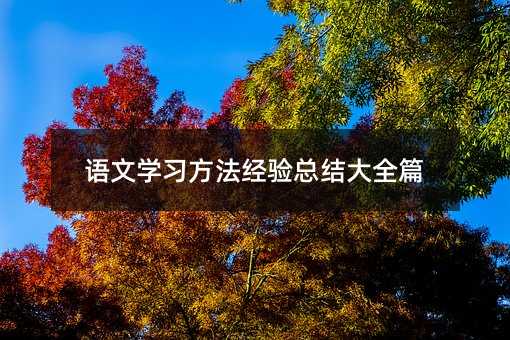 語(yǔ)文學(xué)習(xí)方法經(jīng)驗(yàn)總結(jié)大全篇