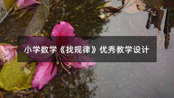 小學數學《找規律》優秀教學設計